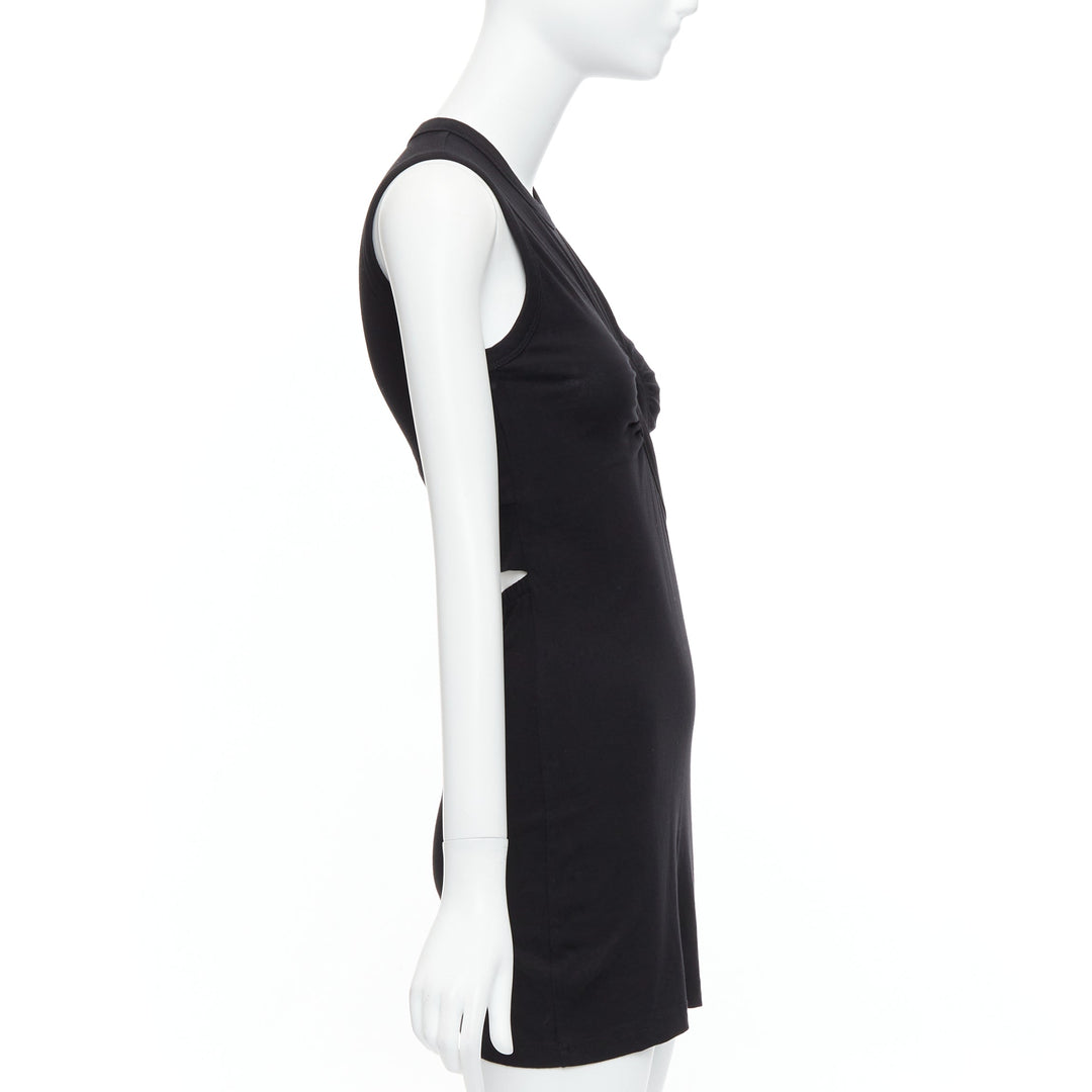 T ALEXANDER WANG black cotton chest cutout twist draped mini dress XS