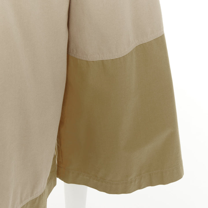LOEWE 2018 switchable side pleated panel beige khaki colorblock culottes FR34 XS