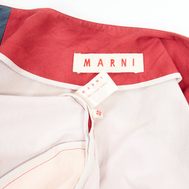 MARNI 2018 painterly abstract colorblock cotton poplin over coat  IT42 M