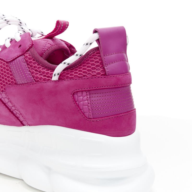 VERSACE Chain Reaction Blowzy shocking pink suede chunky dad sneaker EU41.5