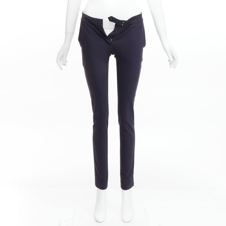 STELLA MCCARTNEY navy cotton blend high waist cropped skinny pants IT36 XXS