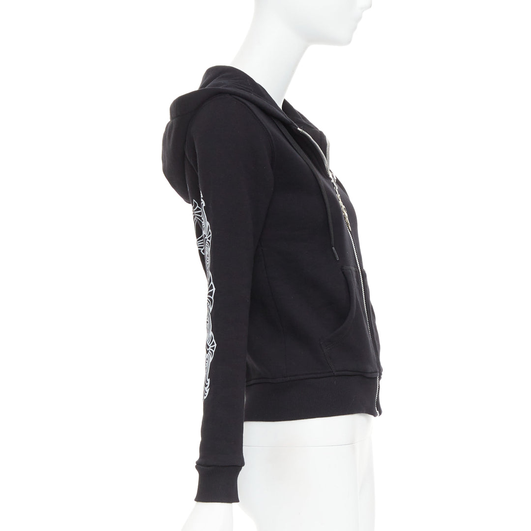 A&G Rock n Roll Couture Amal Guessou black 925 silver dagger crop hoodie S