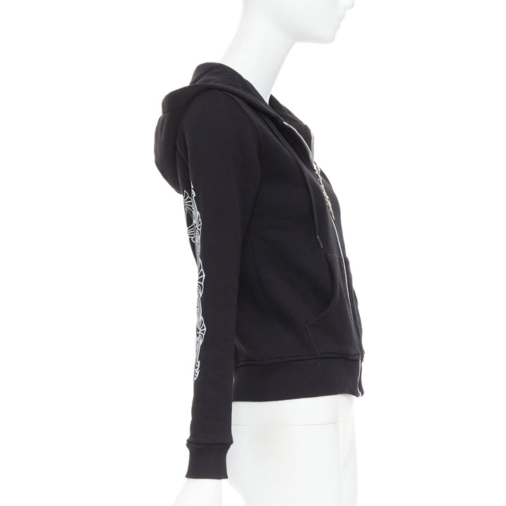 A&G Rock n Roll Couture Amal Guessou black 925 silver dagger crop hoodie S