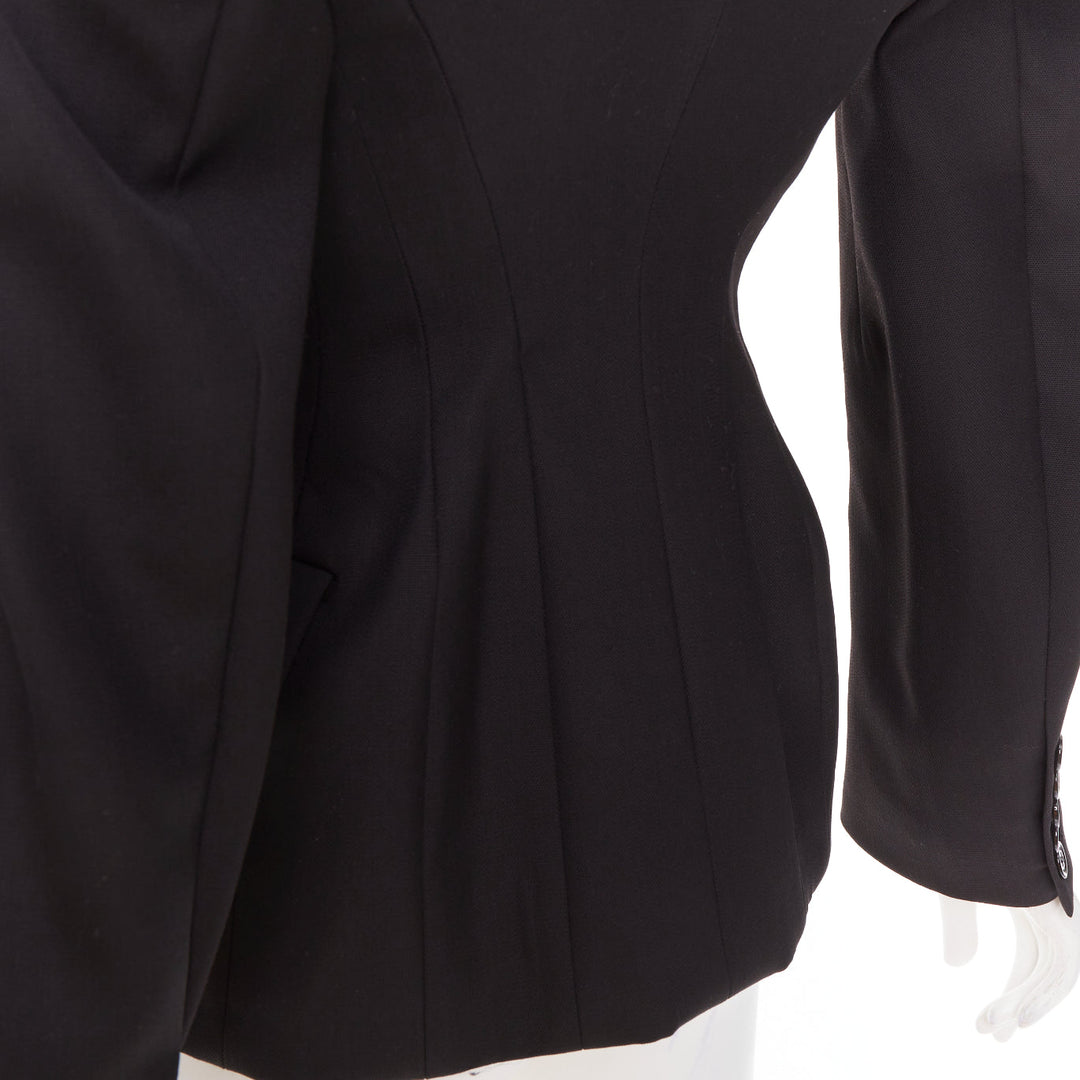 ALEXANDRE VAUTHIER COUTURE black wasp waist power padded shoulder blazer jacket