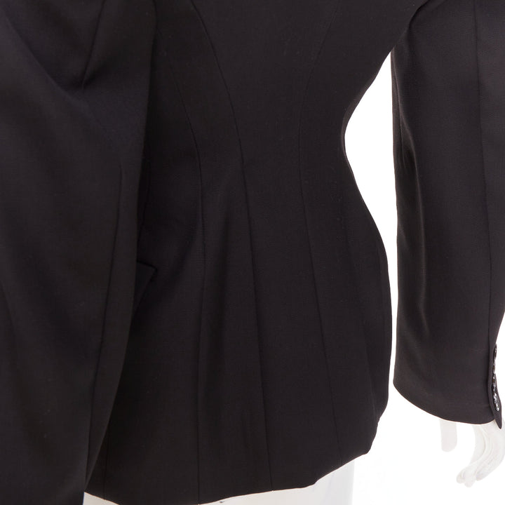 ALEXANDRE VAUTHIER COUTURE black wasp waist power padded shoulder blazer jacket