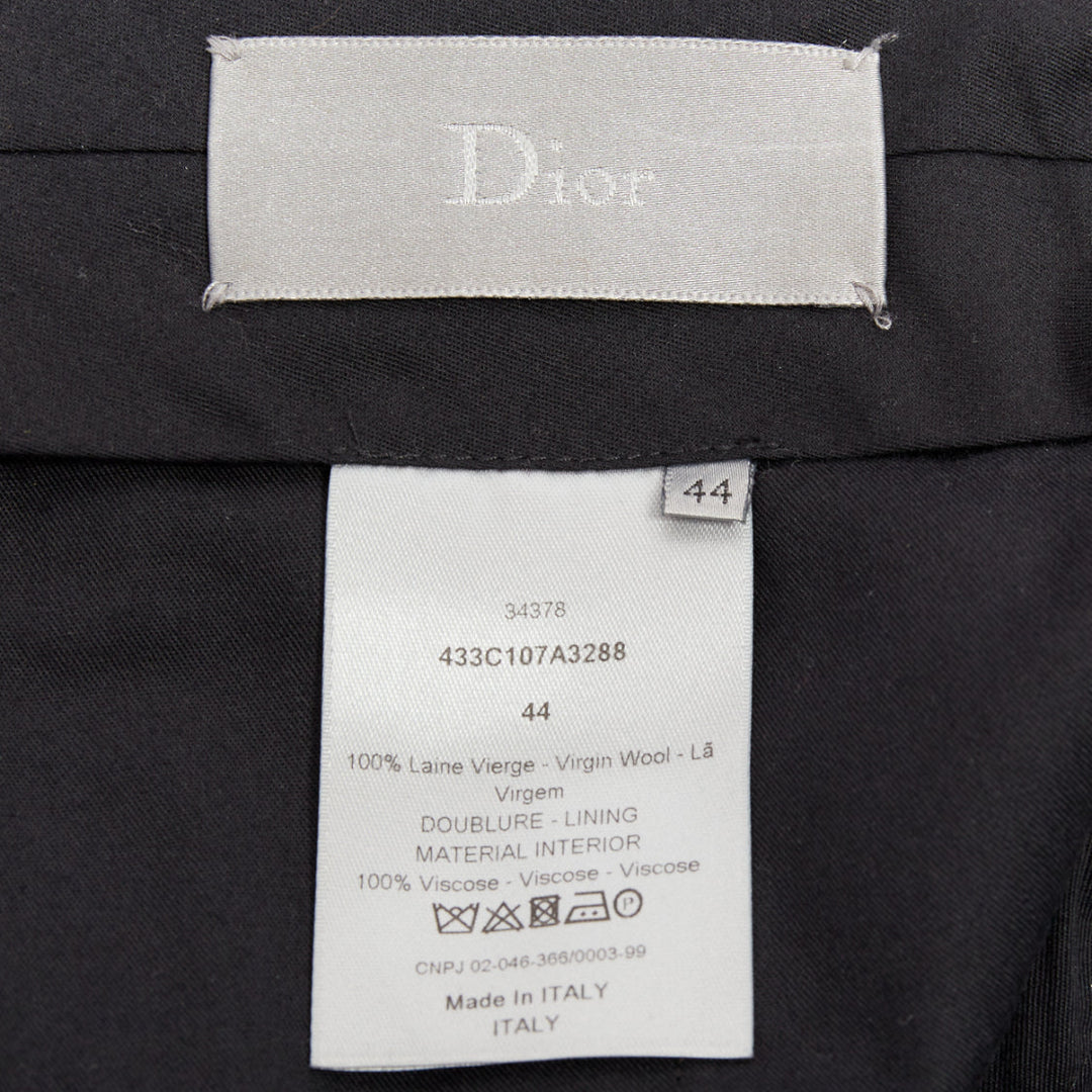 DIOR HOMME Hedi Slimane navy 100% virgin wool pinstripe dress pants FR44 XS