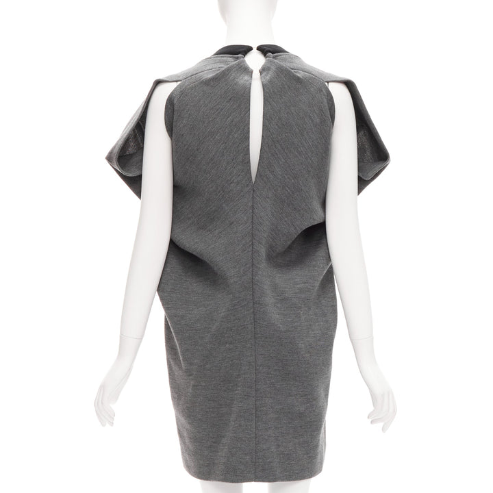 MARNI grey virgin wool blend 3D cut structured boxy casual dress IT40 S