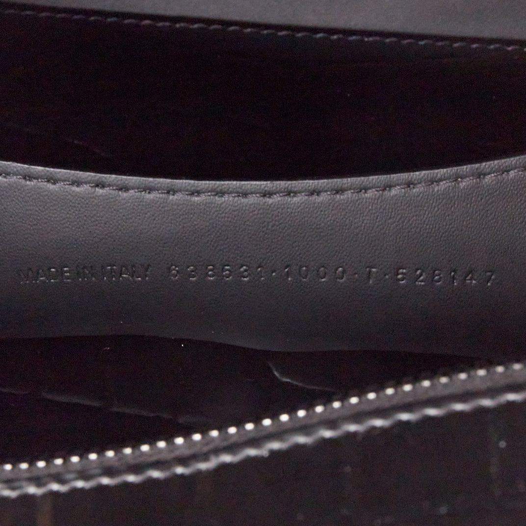 BALENCIAGA 2021 Neo Classic City black matte croc embossed leather satchel bag