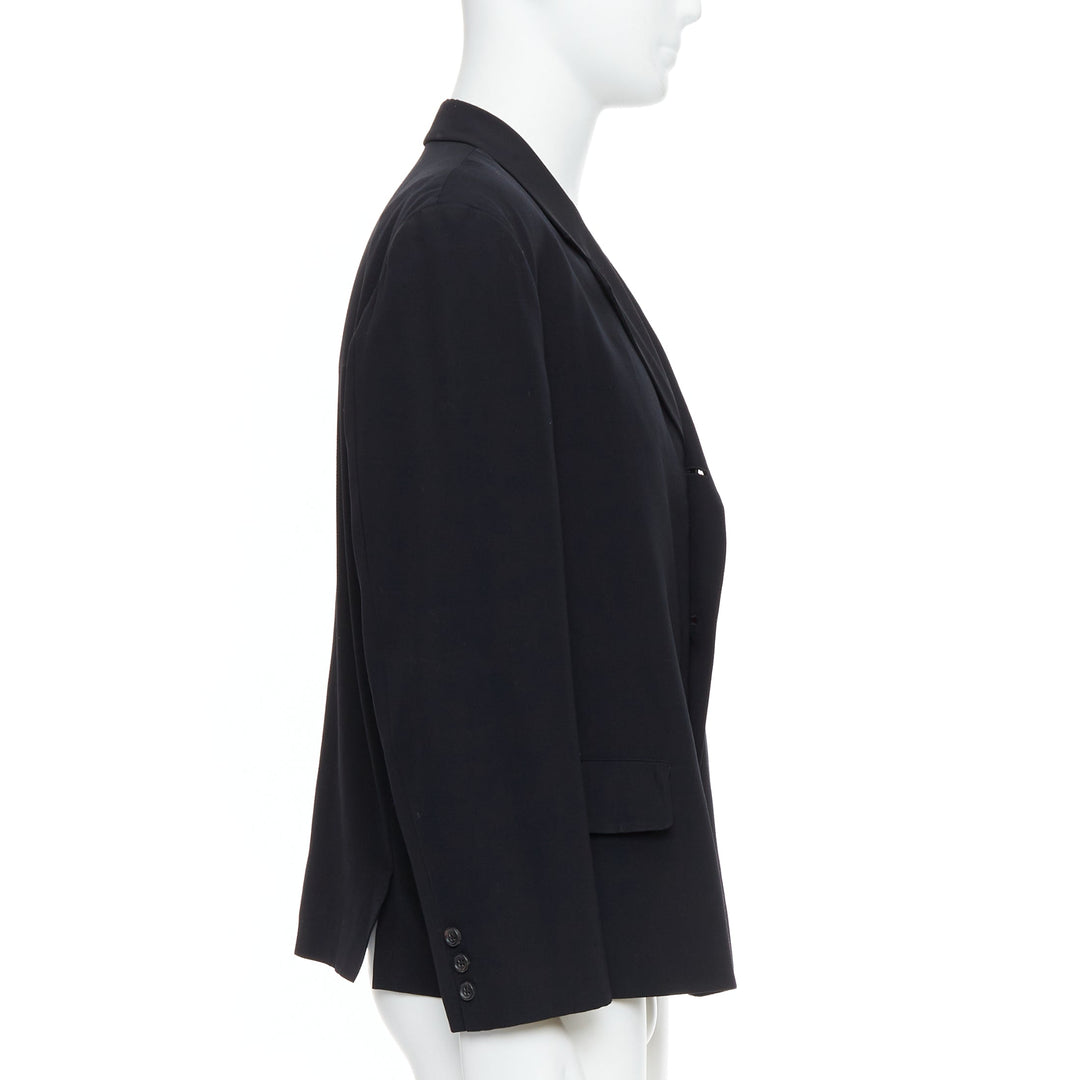 Male mannequin wearing Yohji Yamamoto Black Wool Men Blazers in Size  M | Available at JHROP