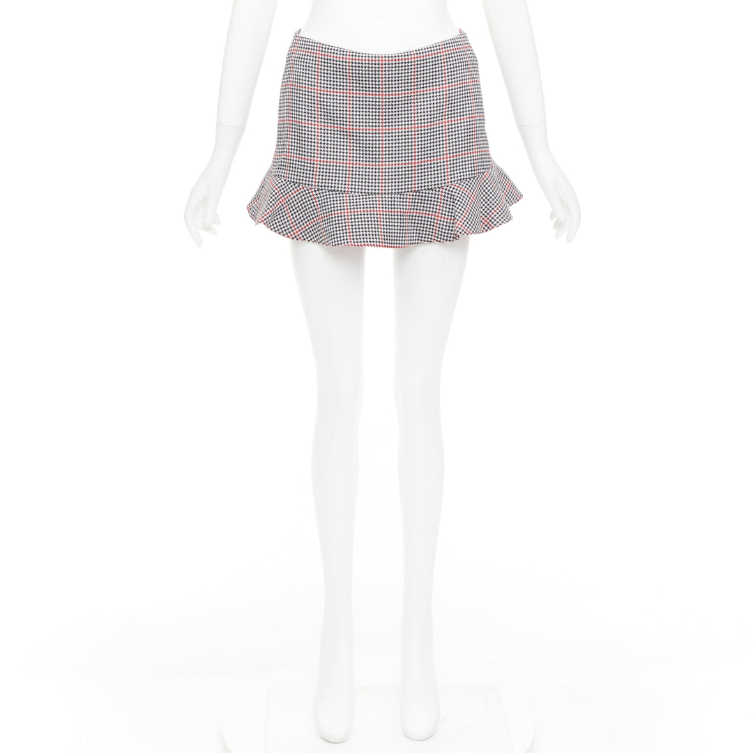 RED VALENTINO red black houndstooth check print flare mini skort IT36 XXS