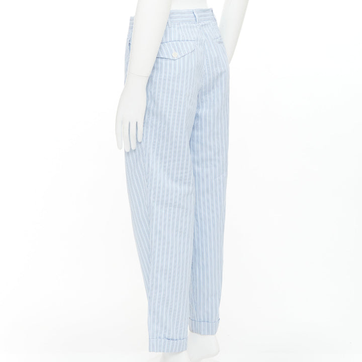 COMME DES GARCONS Shirt blue striped cotton poplin pajama style pants S