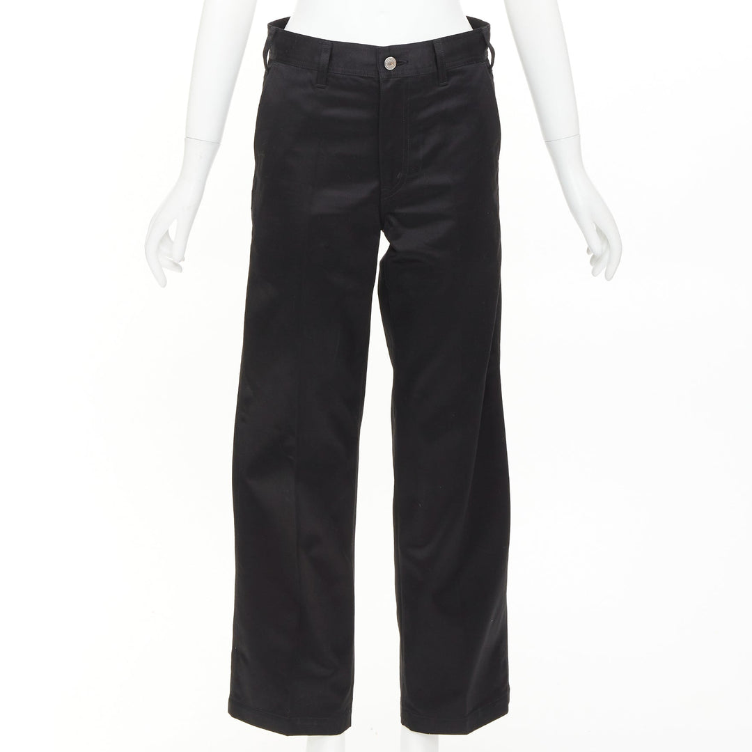 CELINE black cotton twill patch pocket mid waist straight leg cropped pants 27"