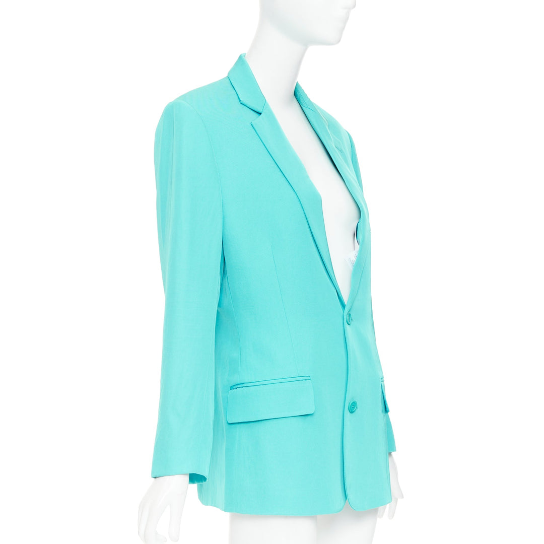 BALENCIAGA 2022 bright turquoise creased twill  rubber oversized blazer FR34 XS