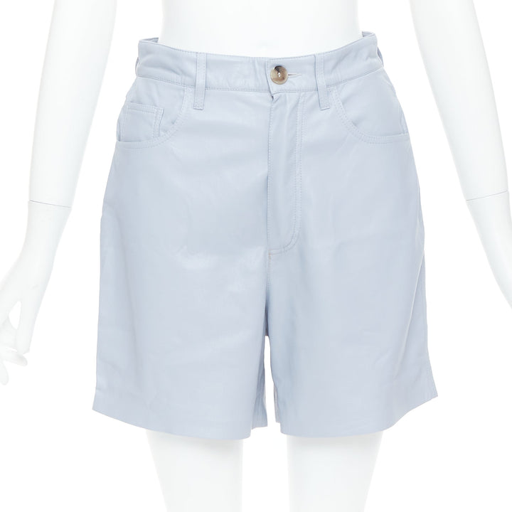 NANUSHKA powder blue vegan leather high waist shorts S