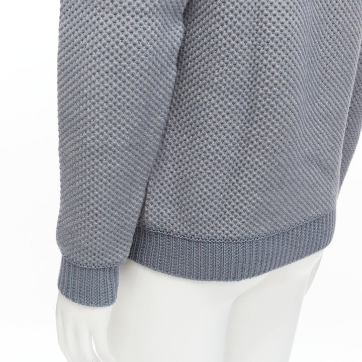 STEPHEN SCHNEIDER 100% textured waffle wool grey crew neck sweater Sz 4 L