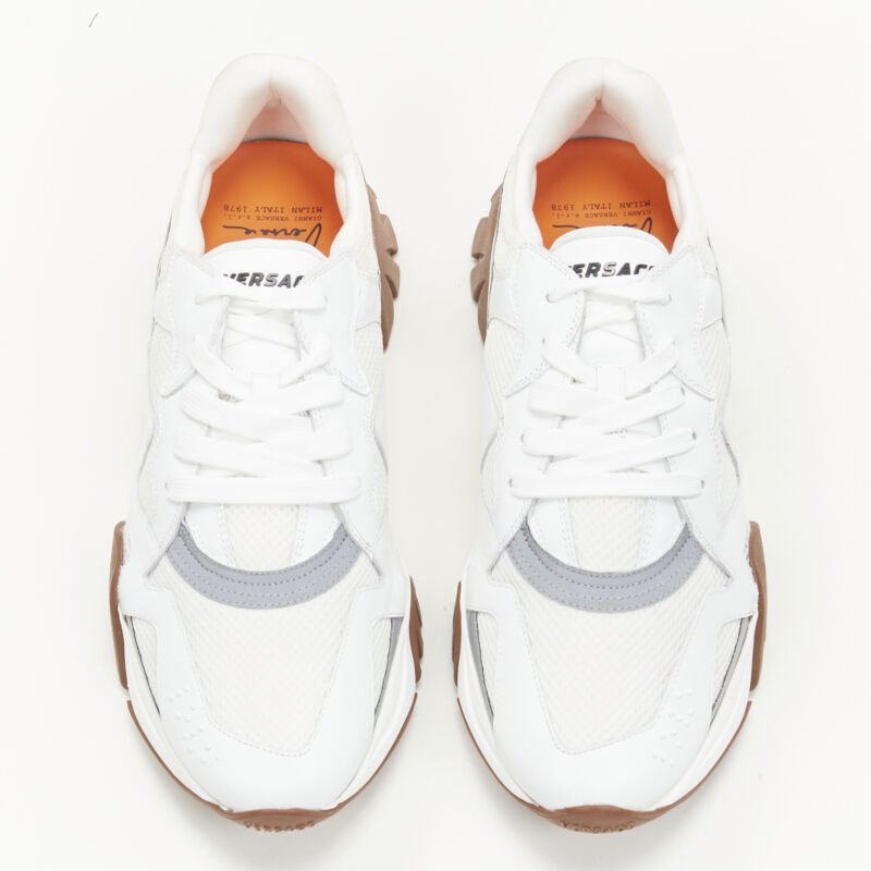 VERSACE Squalo white gum leather mesh chunky sneakers EU45 US12