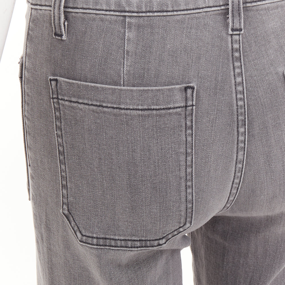 NILI LOTAN Florence grey washed denim patch pockets flare jeans 26"