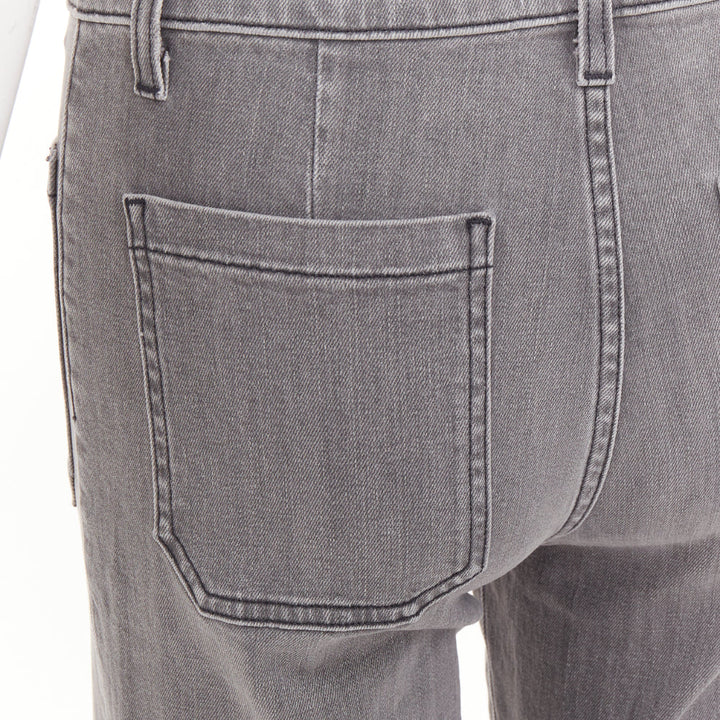 NILI LOTAN Florence grey washed denim patch pockets flare jeans 26"