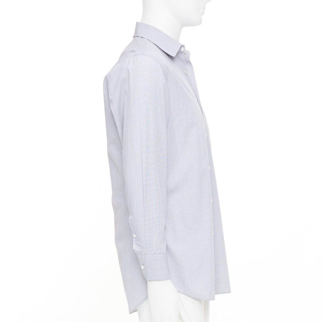 PRADA grey cotton micro checks long sleeve tailored formal collared shirt EU39 M