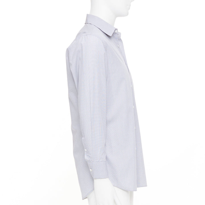 PRADA grey cotton micro checks long sleeve tailored formal collared shirt EU39 M