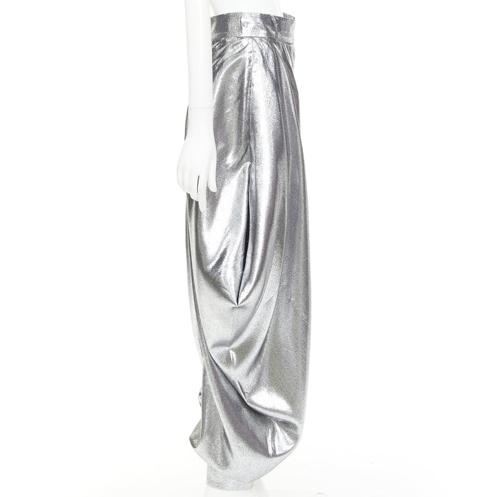 ALEXANDRE VAUTHIER COUTURE SS2021 Runway silver lame halter bloomer pants set