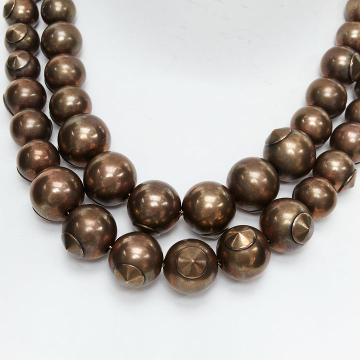 TOMAS MAIER bronze antique finish round ball double strand statement necklace