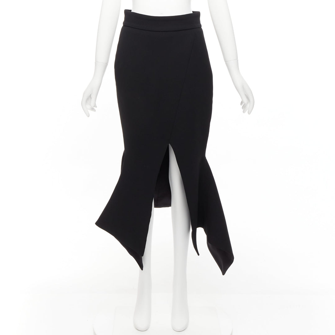 MATICEVSKI 2016 Predator black minimal front slit flare flute skirt AU10 L