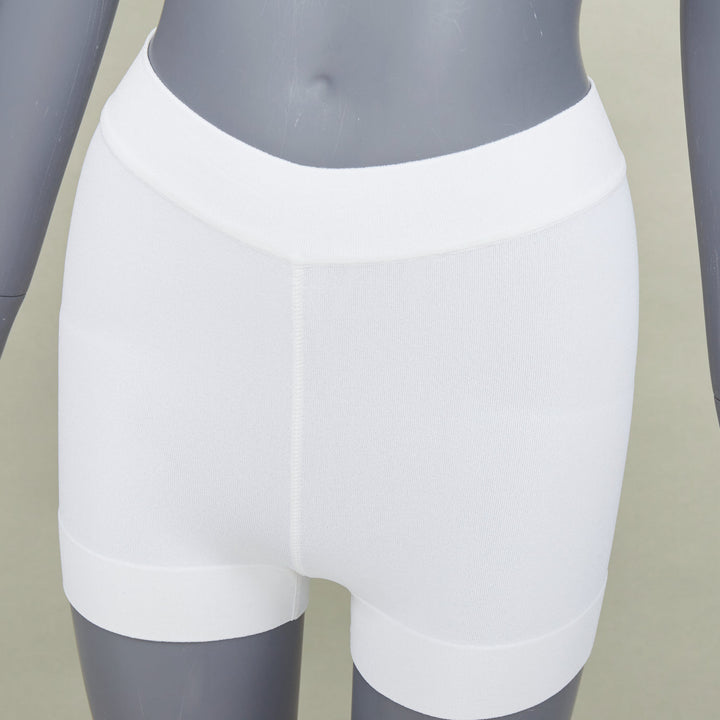 ALAIA cream viscose blend high waist ribbed knitted boyish jogger shorts FR36 S