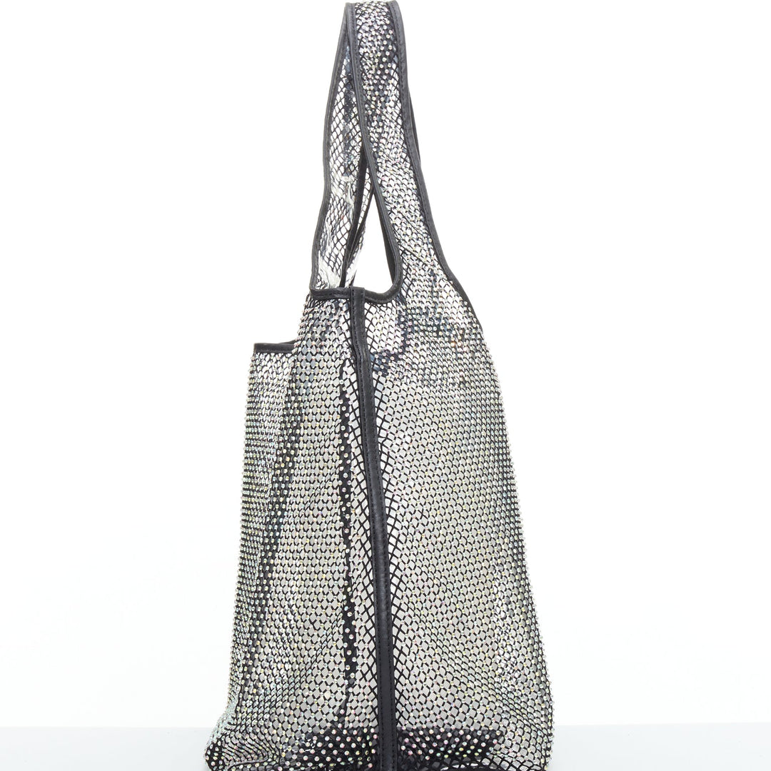 3.1 PHILLIP LIM psychedelic fine crystal mesh PVC lined market tote bag