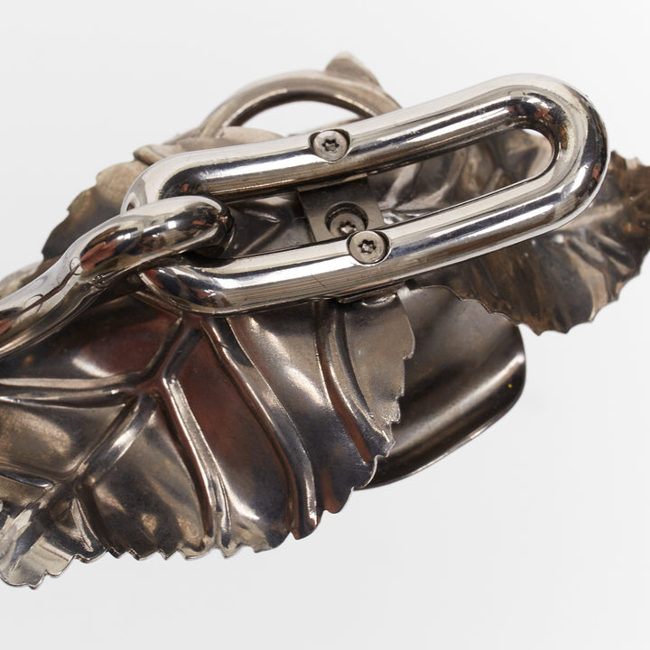 rare PRADA 2016 Rose Bangle gunmetal metal flower petals leaves bracelet bangle