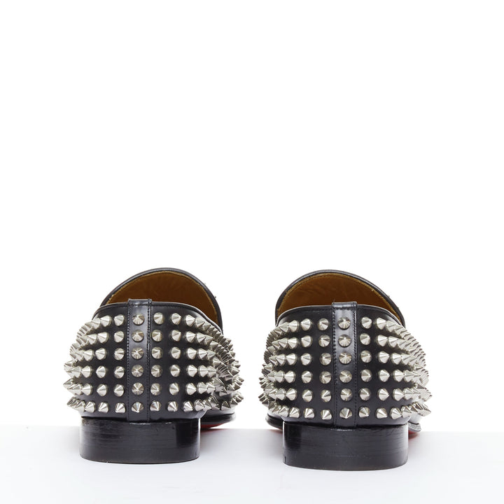 CHRISTIAN LOUBOUTIN Rollerboy black silver leather spike stud loafers EU40.5