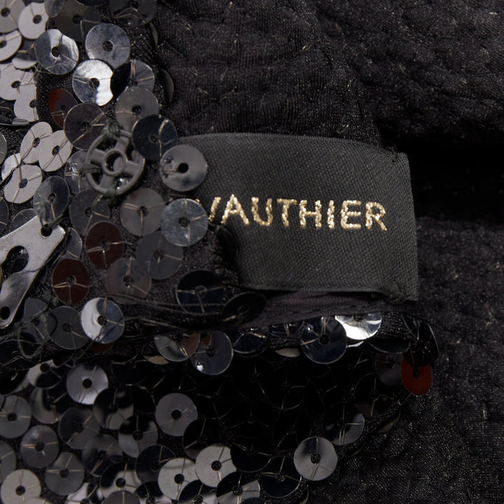 ALEXANDRE VAUTHIER black sequins long sleeve open back fishtail gown dress