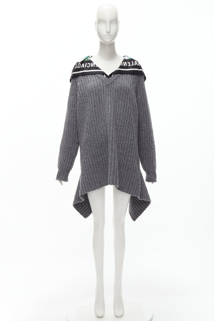 Female mannequin wearing Balenciaga by Demna 2018 Grey Virgin Wool Women Sweater in Size FR34 | Available at JHROP