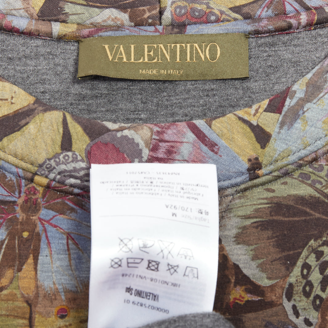 VALENTINO multicolor butterfly print neoprene pullover sweater M