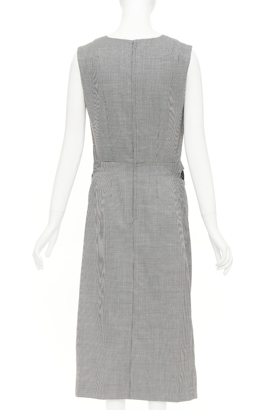 COMME DES GARCONS 2018 grey wool houndstooth 3D jagged cut out sheath dress S