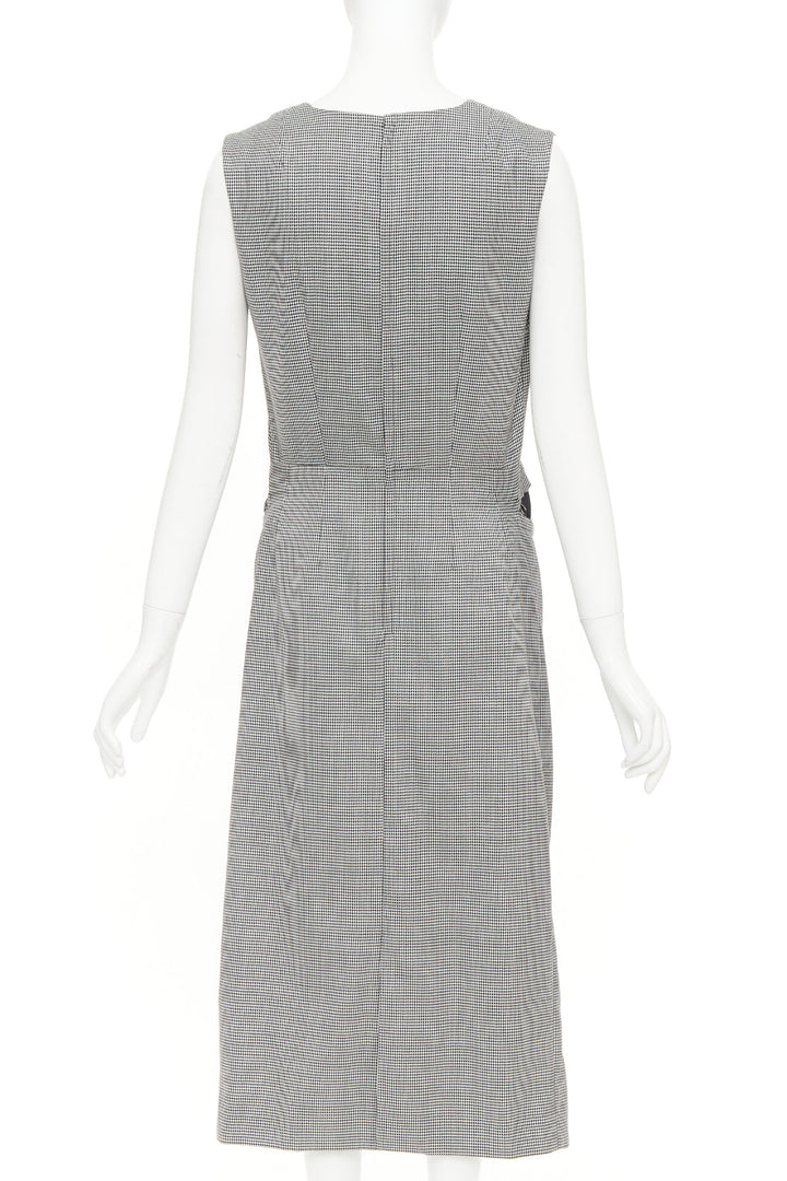 COMME DES GARCONS 2018 grey wool houndstooth 3D jagged cut out sheath dress S