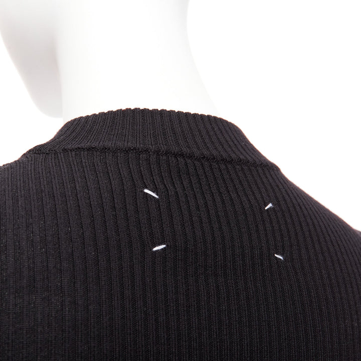 MAISON MARGIELA 2015 100% wool black crew ribbed sock knit crop top XS