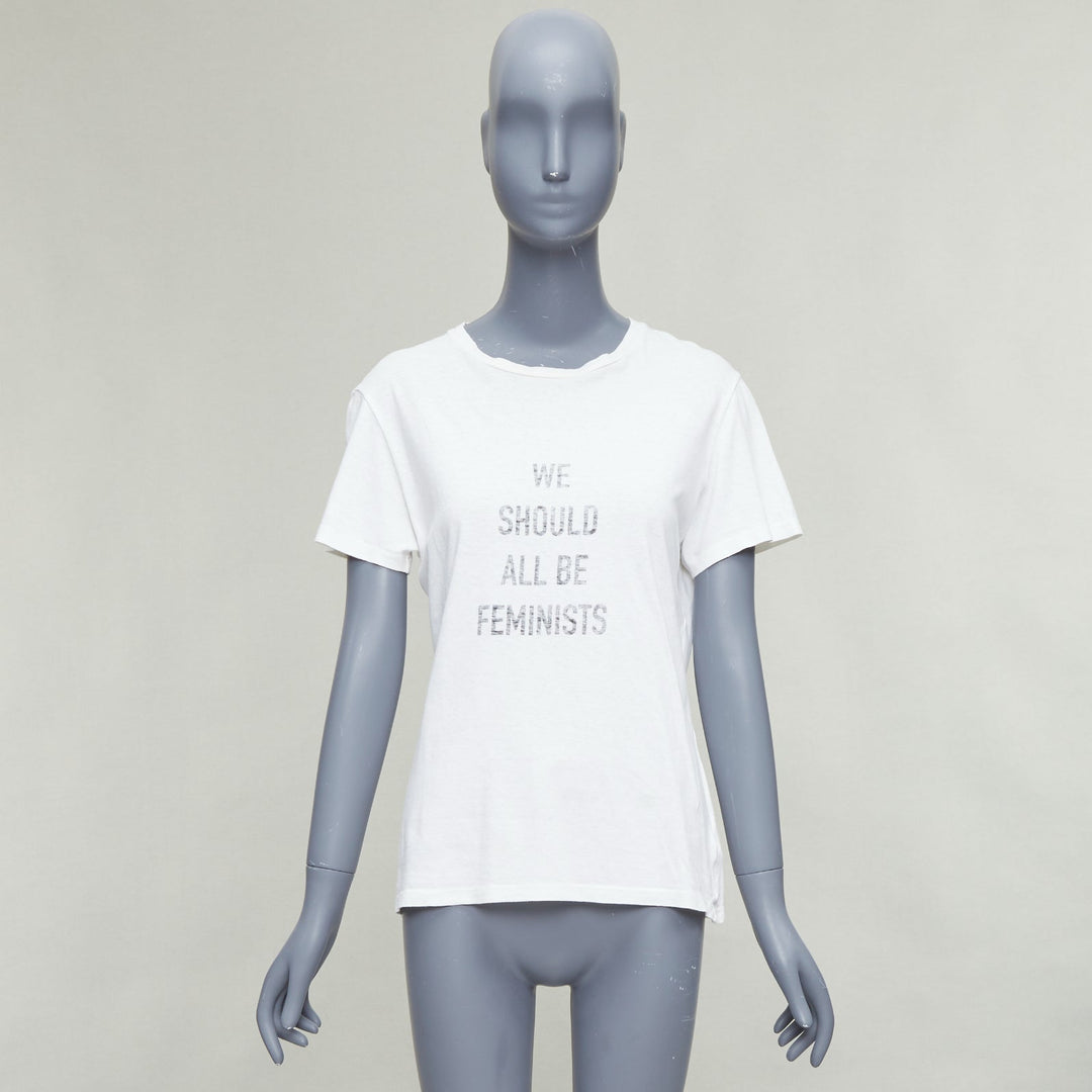 CHRISTIAN DIOR We Should All Be Feminists print white tshirt S Rihanna
