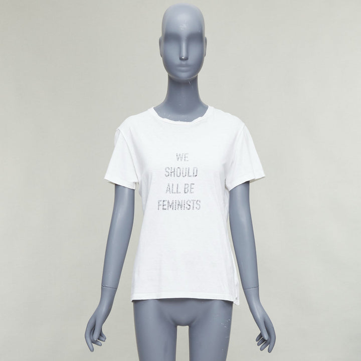 CHRISTIAN DIOR We Should All Be Feminists print white tshirt S Rihanna