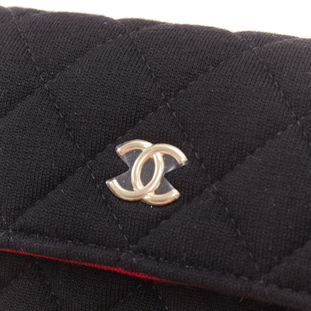 CHANEL 23C VIP Limited black quilted jersey gold CC chain mini crossbody bag