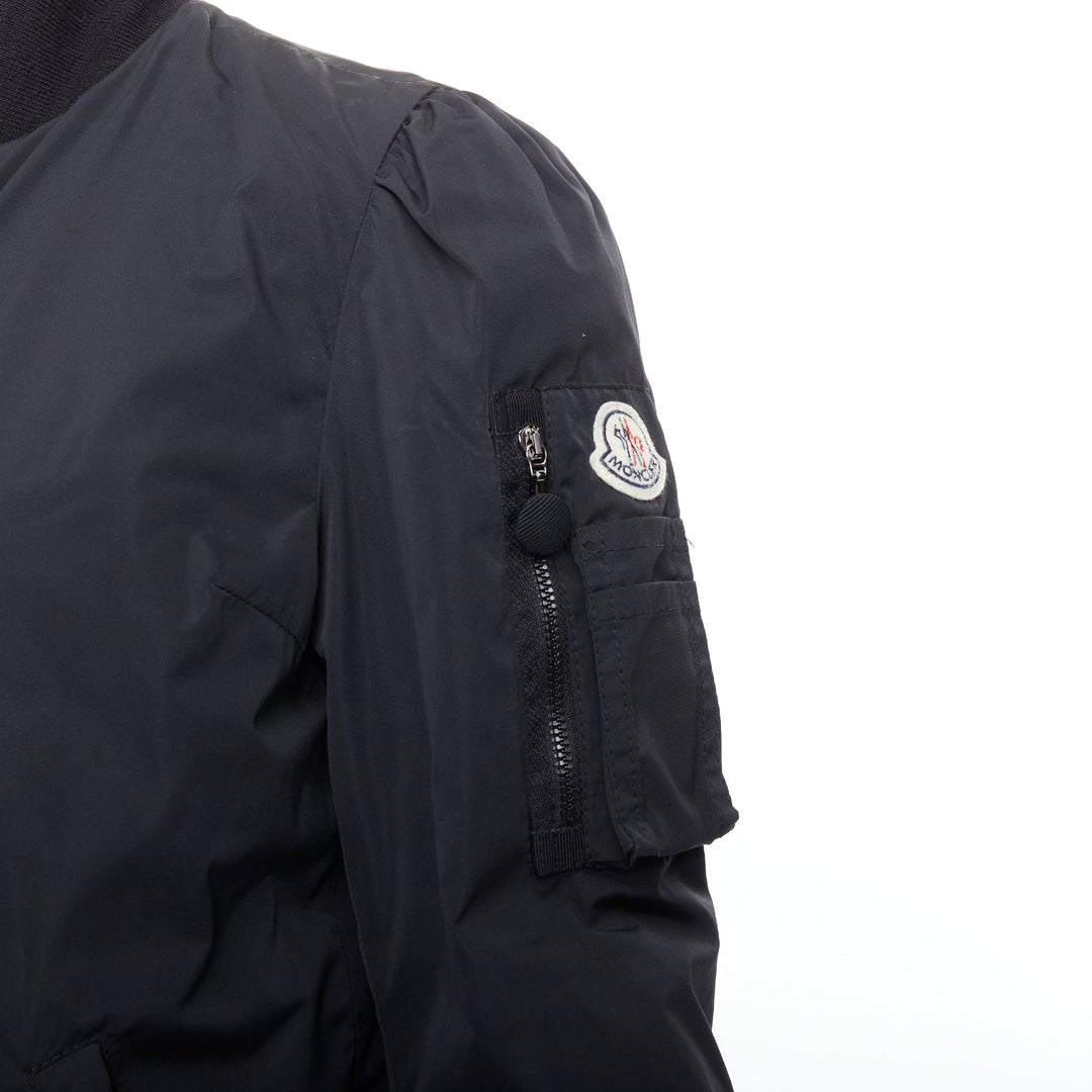 MONCLER G32-003 black logo puffer mesh trim nylon bomber Sz.2 M