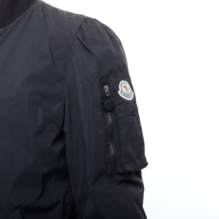 MONCLER G32-003 black logo puffer mesh trim nylon bomber Sz.2 M