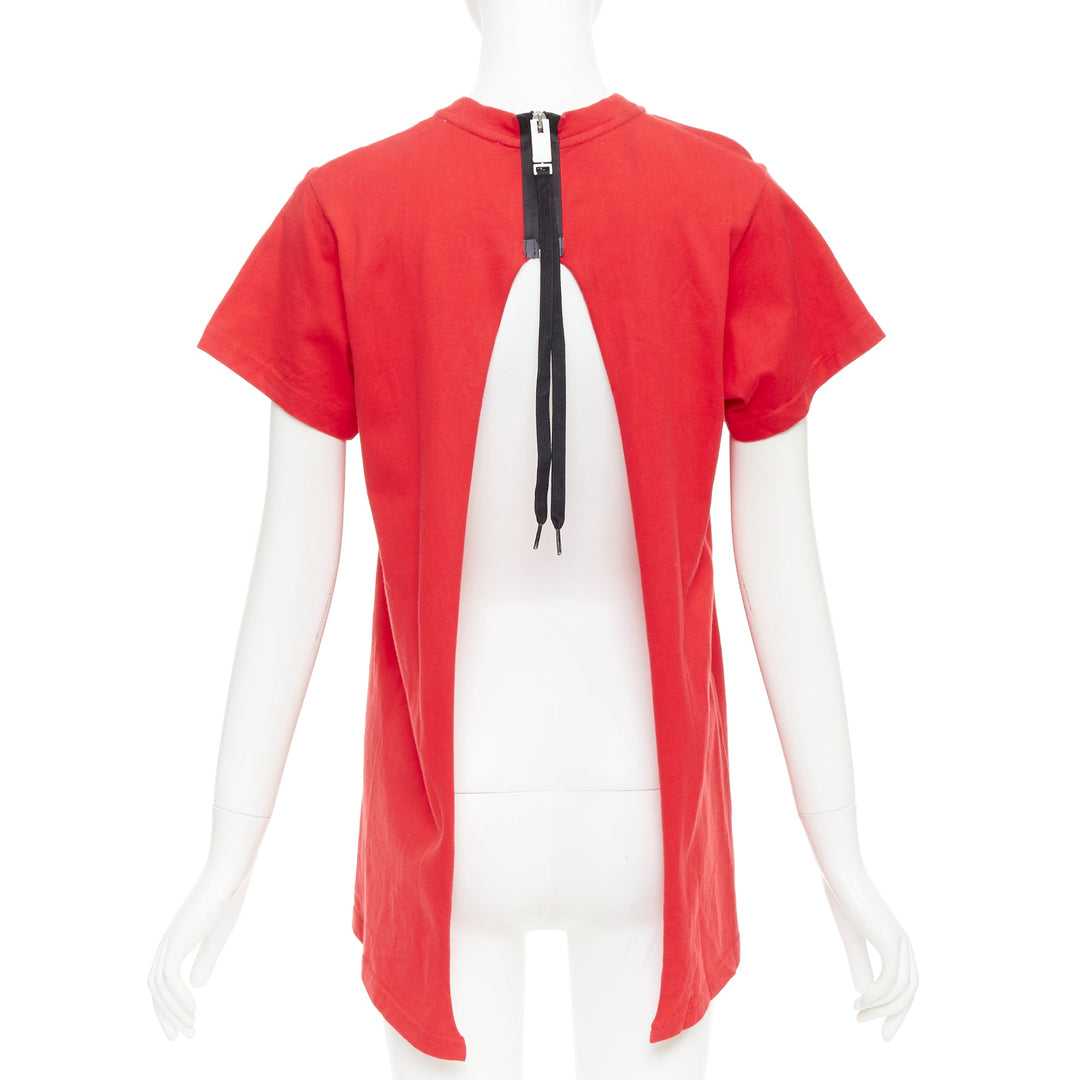 ALYX Love Chaos red cotton jewelry print open back zip tshirt S