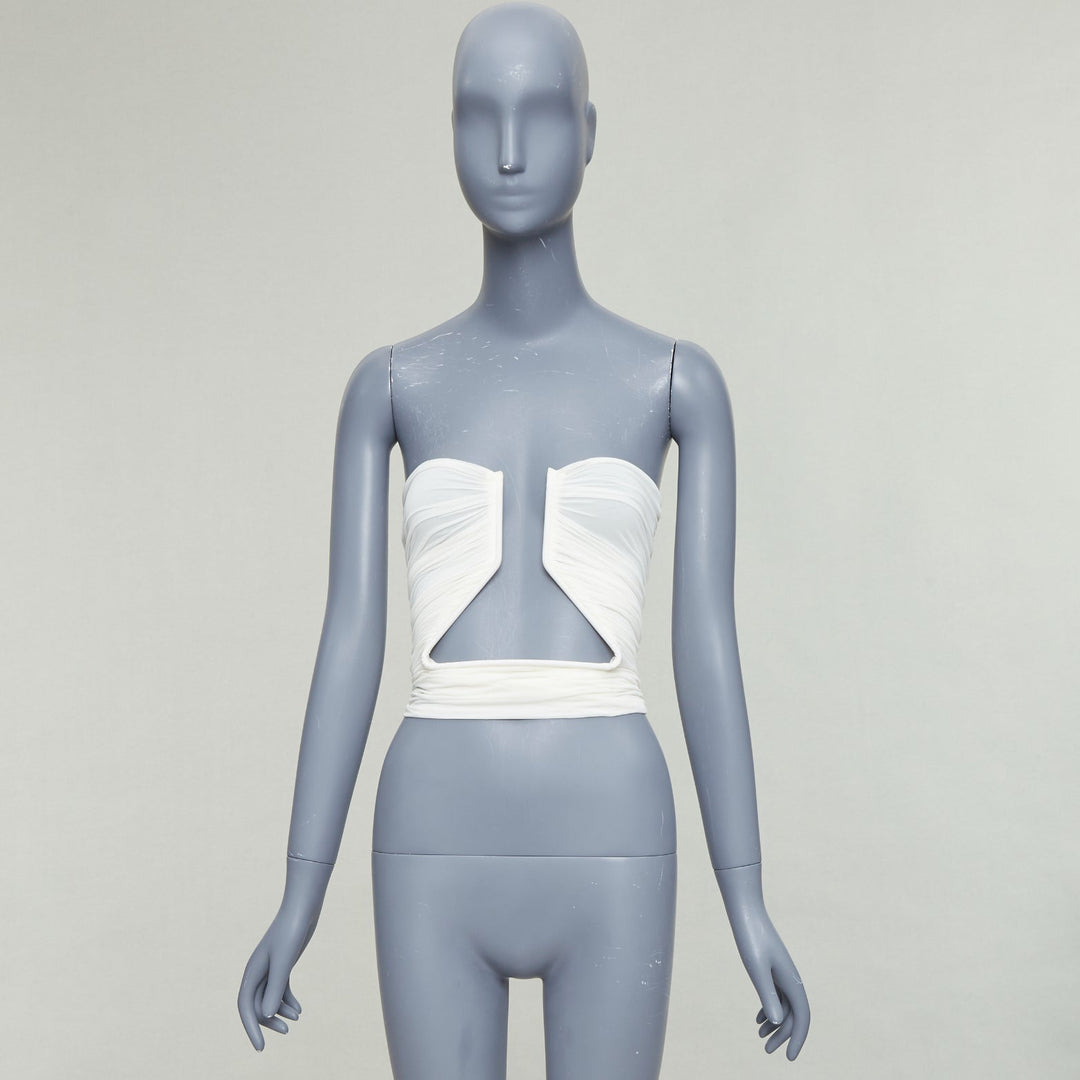 RICK OWENS 2023 Prong milk white cupro blend wired tube top IT38 XS