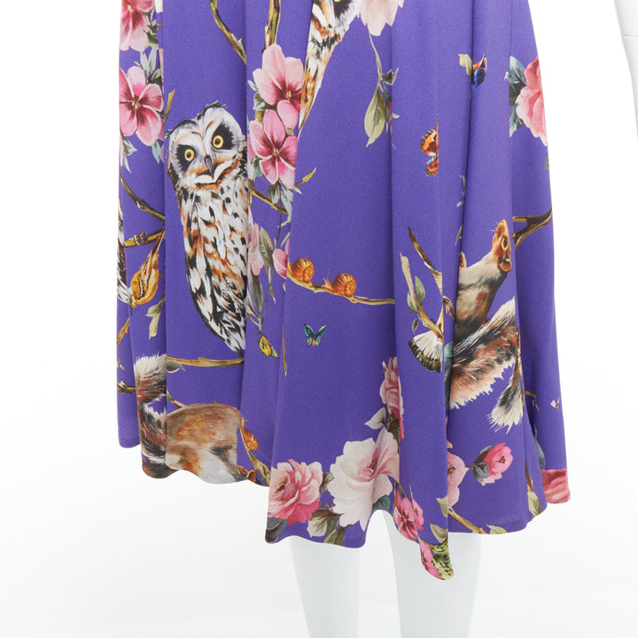 DOLCE GABBANA purple squirrel garden floral print cocktail dress IT36 XXS