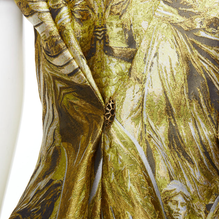 ALEXANDER MCQUEEN 2010 Angels Demons Runway gold medieval jacquard dress IT40 S