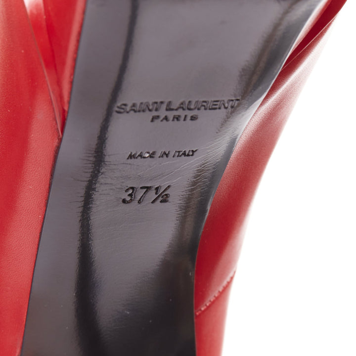 SAINT LAURENT Janis Rouge Oriente red leather studded heel platform pumps EU37.5