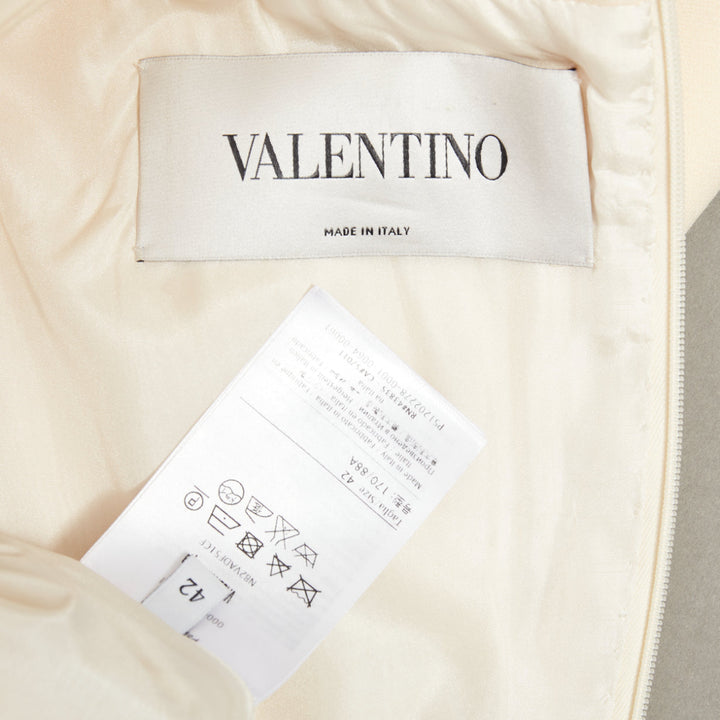 VALENTINO ivory Crepe Couture silver Rockstud scalloped Bambolina dress IT42 M