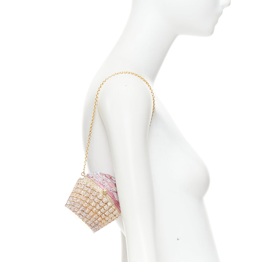 JUDITH LEIBER Limited pink gold strawberry cupcake crystal Say Yes clutch bag