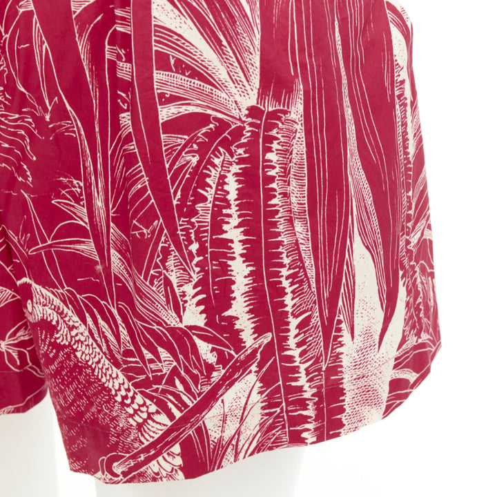 RED VALENTINO 2020 Tropical Parrot high waist casual red cream shorts IT36 XXS